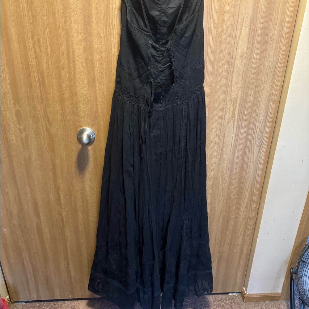 Bebe Black Ruched Halter Maxi Dress